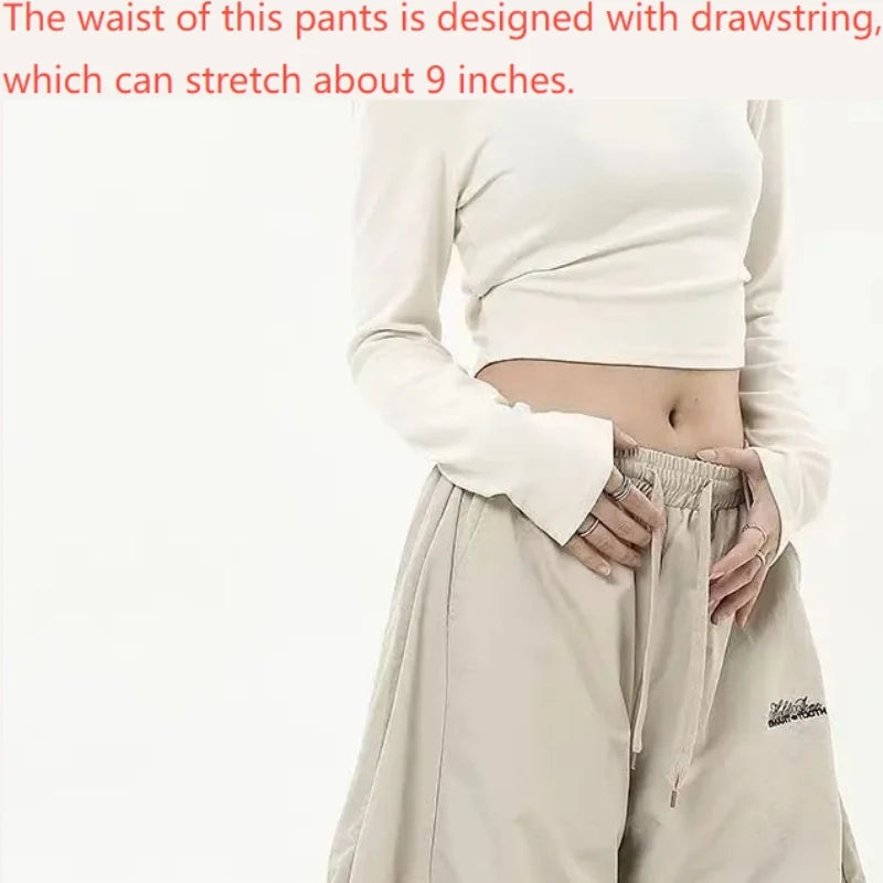 New In Women's Sweatpants Casual Matching Wide Leg Pant Chic Sportswear Loose Cargo Pants Drawstring Joggers Baggy Streetwear