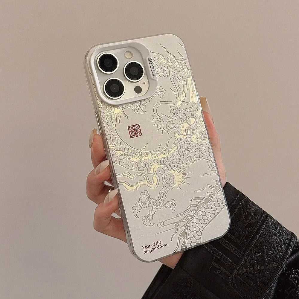 Para iPhone 16 15 Pro Max 11 12 13 Mini 14 XS MAX XR 7 8 Plus funda de teléfono acrílica Dragon Totem carcasa protectora de pantalla a prueba de golpes