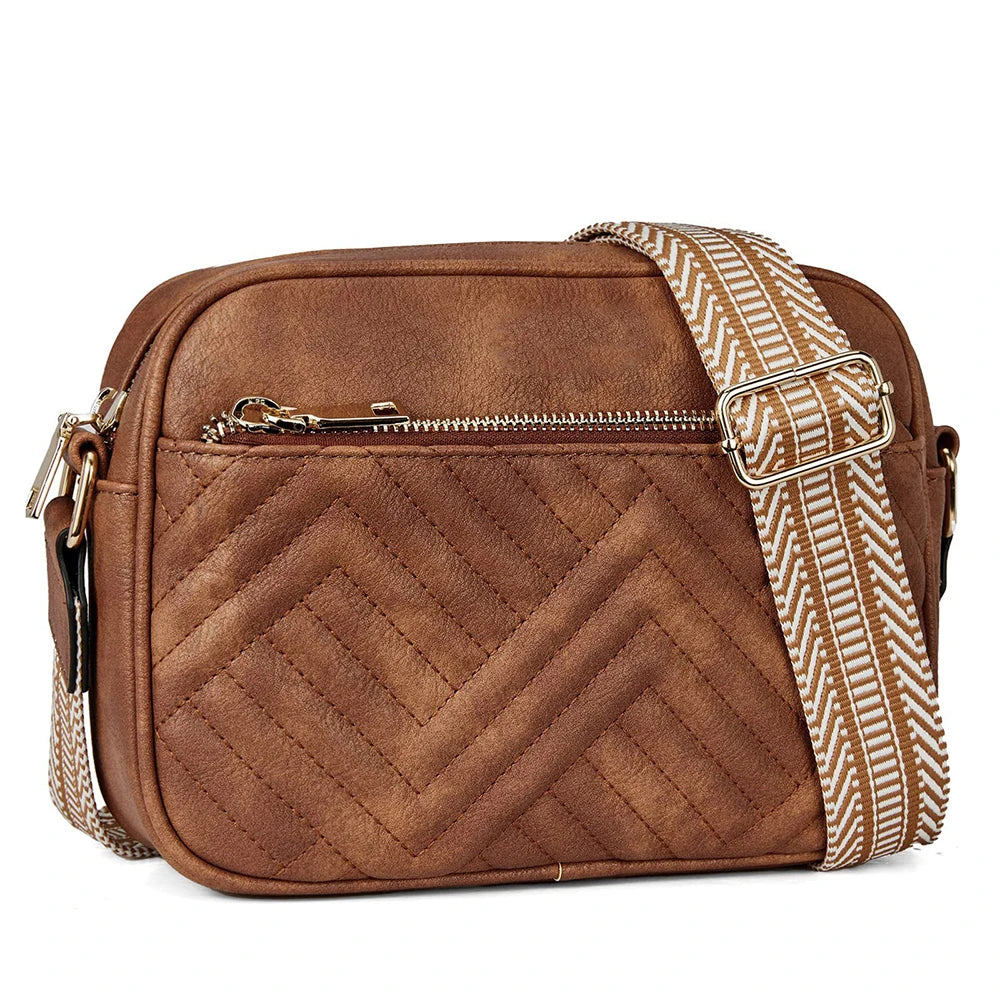 Bolsos cruzados acolchados para mujer, bolsos cuadrados de cuero vegano, bolsos pequeños con correa ancha, bolso bandolera para mujer