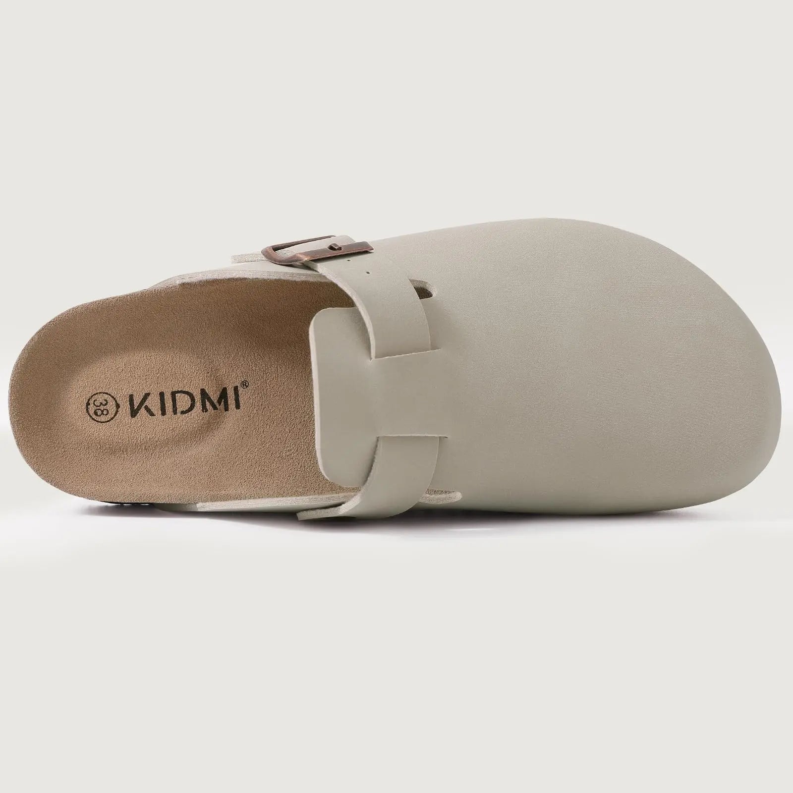 Comwarm Zapatillas tipo zuecos de ante para mujer, mulas de cuero, zapatillas planas clásicas de corcho para hombre, sandalias con reposapiés de corcho para exteriores con soporte para arco
