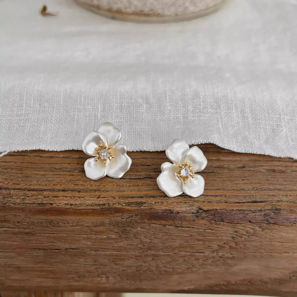 PANJBJ-pendientes de plata de ley 925 con forma de flor para mujer, con circonita, acabado mate, estilo Retro, regalo de joyería de cumpleaños, envío directo