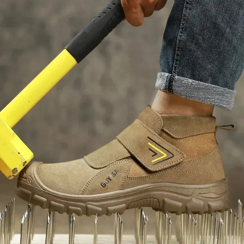 Nuevos zapatos de seguridad antigolpes y antipinchazos para hombres y mujeres, botas protectoras, zapatos de gamuza resistentes al desgaste, antiescaldaduras
