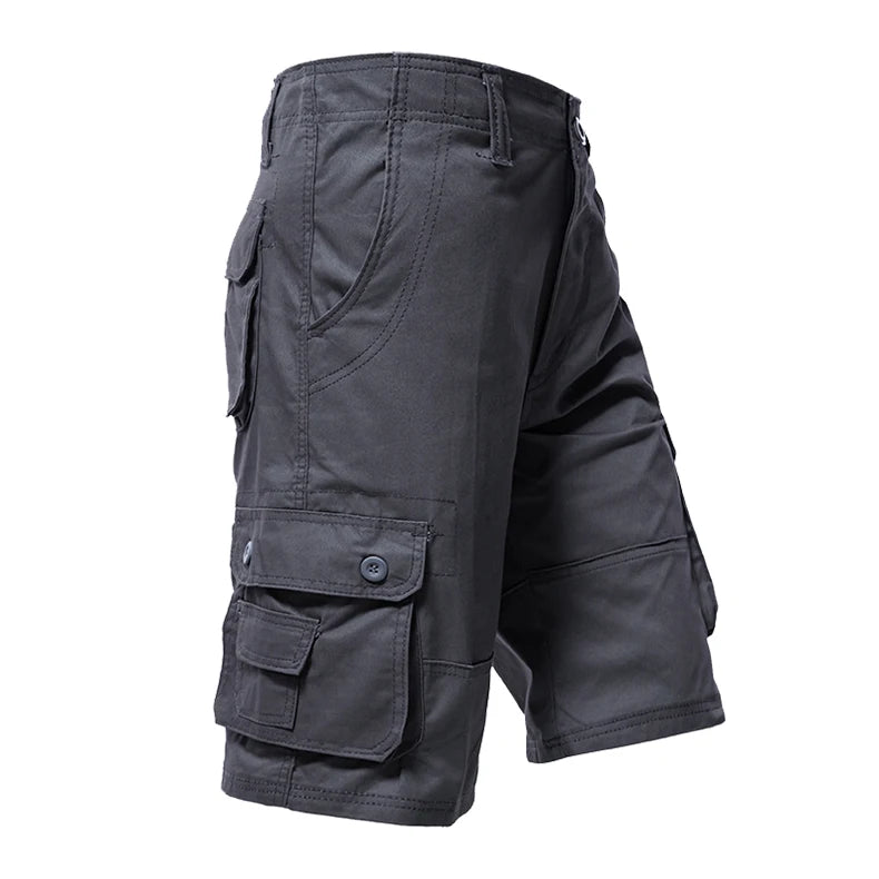 Pantalones cortos Cargo hasta la rodilla para hombre, Bermudas deportivas informales, pantalones cortos de algodón de talla grande, pantalones cortos rectos de Golf para correr y gimnasio