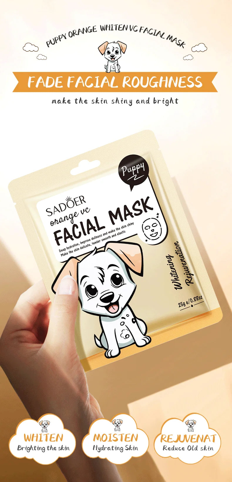 5 uds SADOER dibujos animados frutas frescas máscaras faciales hidratante calmante iluminador mascarilla Facial hidratante para el cuidado de la piel Facial
