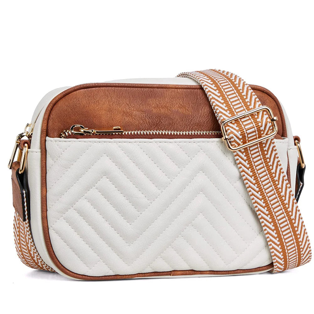 Bolsos cruzados acolchados para mujer, bolsos cuadrados de cuero vegano, bolsos pequeños con correa ancha, bolso bandolera para mujer