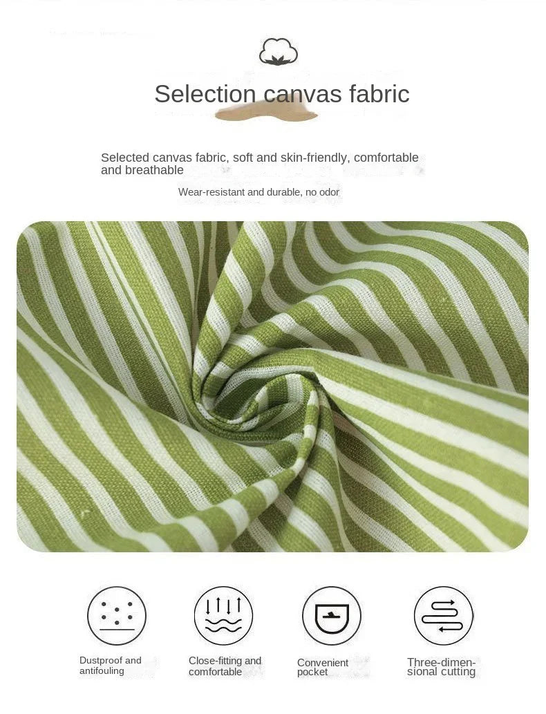 Delantal de lino a rayas para el hogar, sin mangas, cuello colgante, elasticidad ajustable, cocina, jardinería, delantal de estilo japonés nuevo