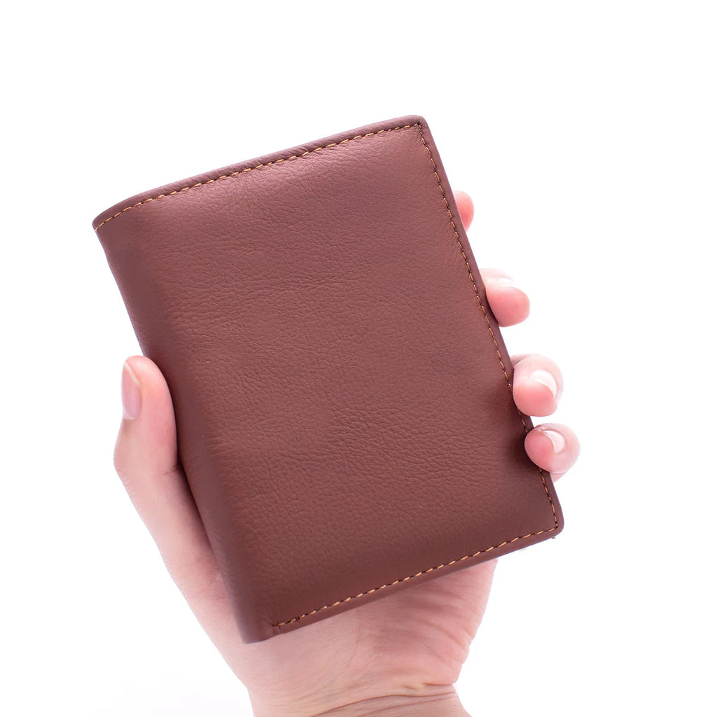 Cartera para hombre, billeteras de cuero genuino para hombre, monedero con cremallera, billeteras de negocios verticales, tarjetero antirrobo RFID, monedero