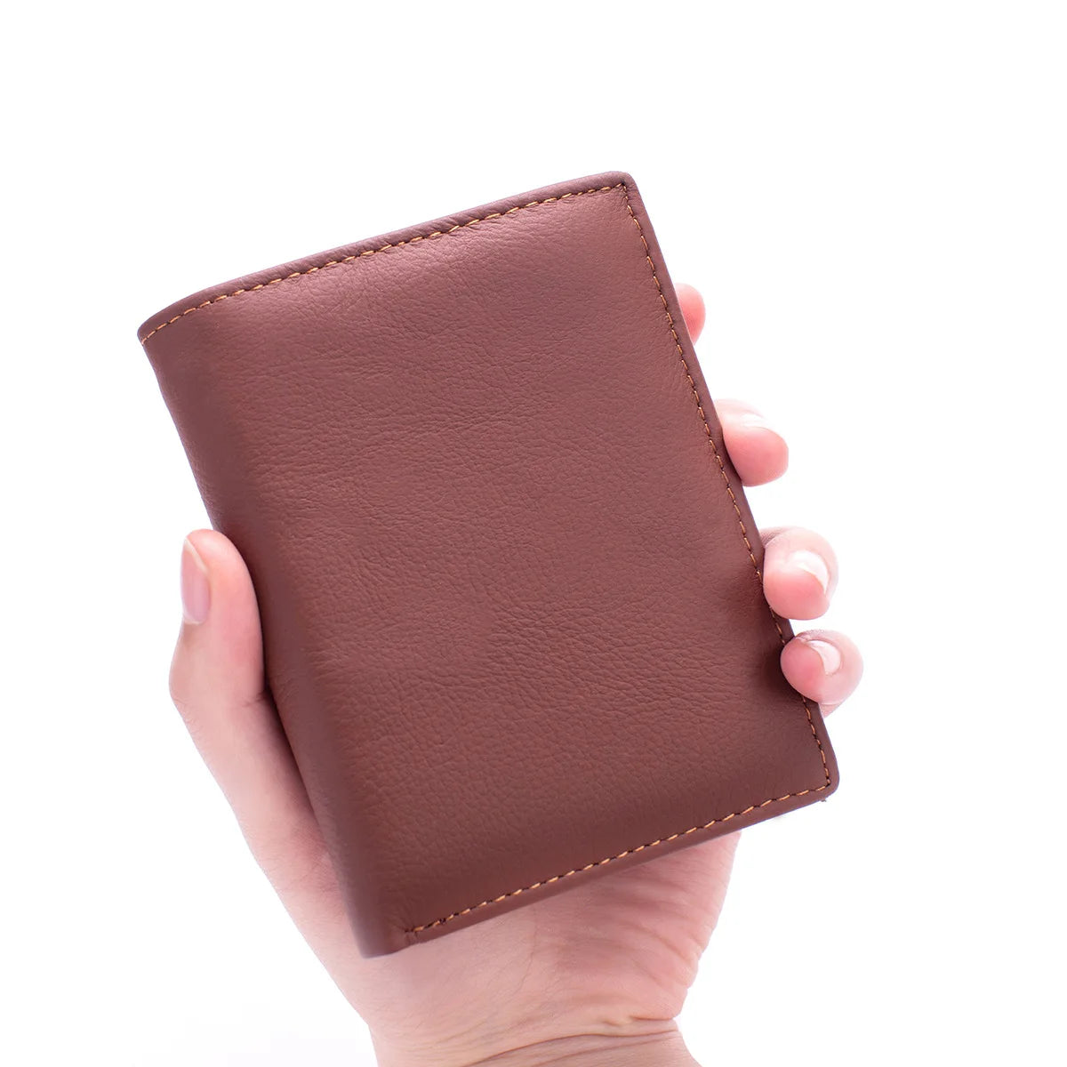 Cartera para hombre, billeteras de cuero genuino para hombre, monedero con cremallera, billeteras de negocios verticales, tarjetero antirrobo RFID, monedero