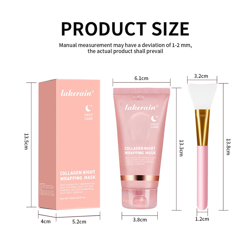Mascarilla Facial Nocturna de Colágeno, Exfoliante, Hidratante, Reduce las Líneas Finas, la Sequedad, Hidratación, Iluminadora, Cuidado de la Piel Coreano
