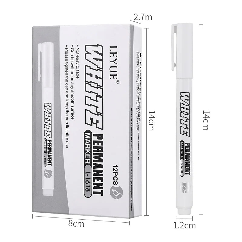 Nuevo 1/2/3 Uds marcador de Metal impermeable pluma de pintura blanca permanente arte de lavado pintura Graffiti bolígrafos tela madera cuero marcador 1MM