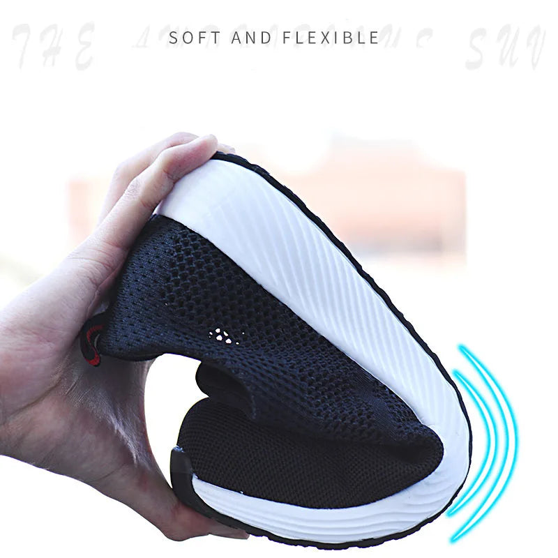 Zapatillas de trabajo ligeras de malla de verano, zapatos de seguridad protectores con punta de acero para el trabajo, zapatos de construcción transpirables para hombres y mujeres, botas de trabajo para hombres