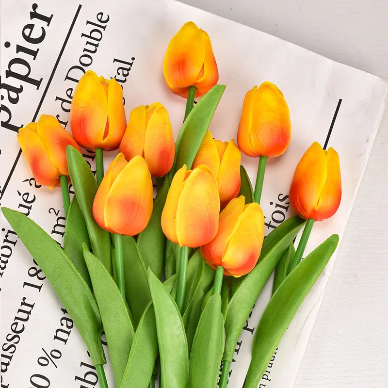 3/5/10/15/20 piezas tulipanes flores artificiales ramo de flores de tacto Real tulipanes flor falsa para decoración del hogar de la boda