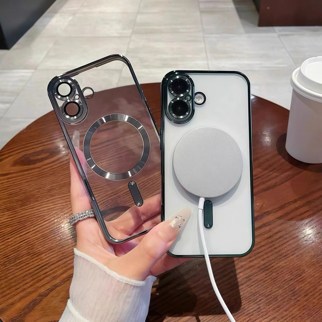 Protección de la cámara cubierta transparente de lujo con revestimiento suave TPU protección contra caídas con funda de teléfono magnética para iPhone17Pro Max/17Pro/Air/17