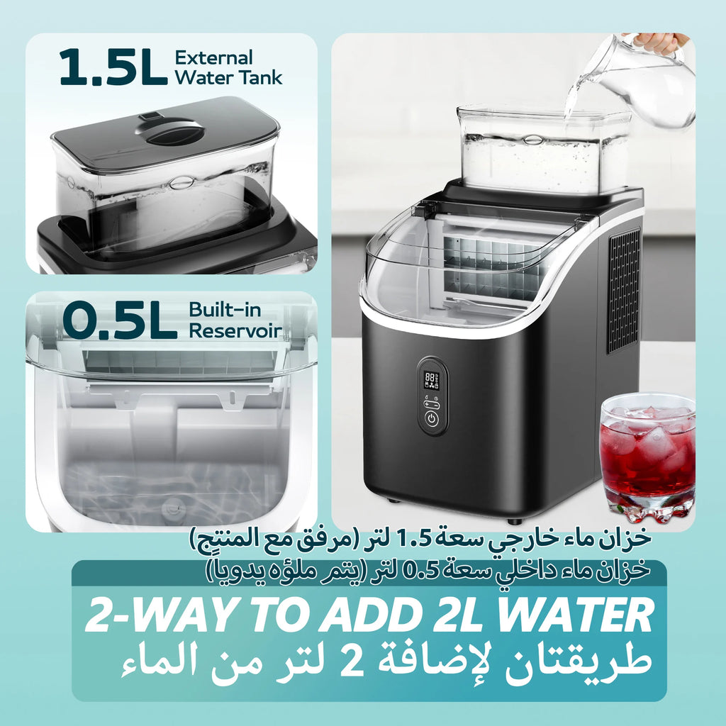 Máquina para Hacer Hielo EUHOMY, Producción de 15 kg/24 h, 16 Cubos/13 Minutos, Función de Autolimpieza, Dispositivo Automático para Hacer Hielo para el Hogar, Cocina y Bar