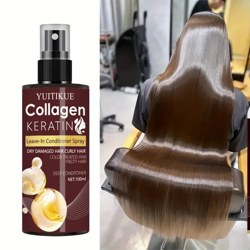 El spray para el cabello con colágeno y queratina nutre las raíces del cabello, el masaje del cuero cabelludo, repara el cabello, solución para el cuidado del cabello con control de aceite