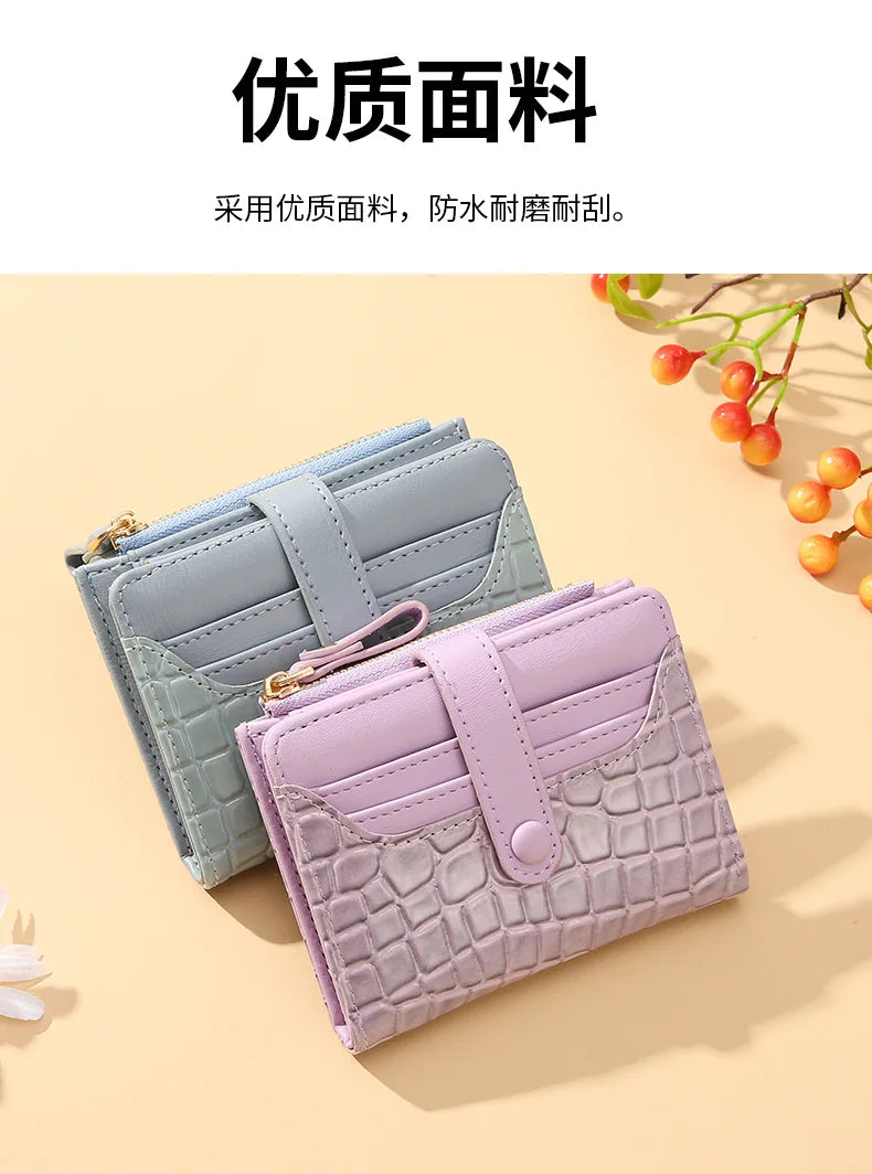 Cartera corta para mujer, monedero pequeño de cuero de marca de lujo a la moda, tarjetero para mujer, bolso de mano para mujer, billetera con Clip para dinero 2023