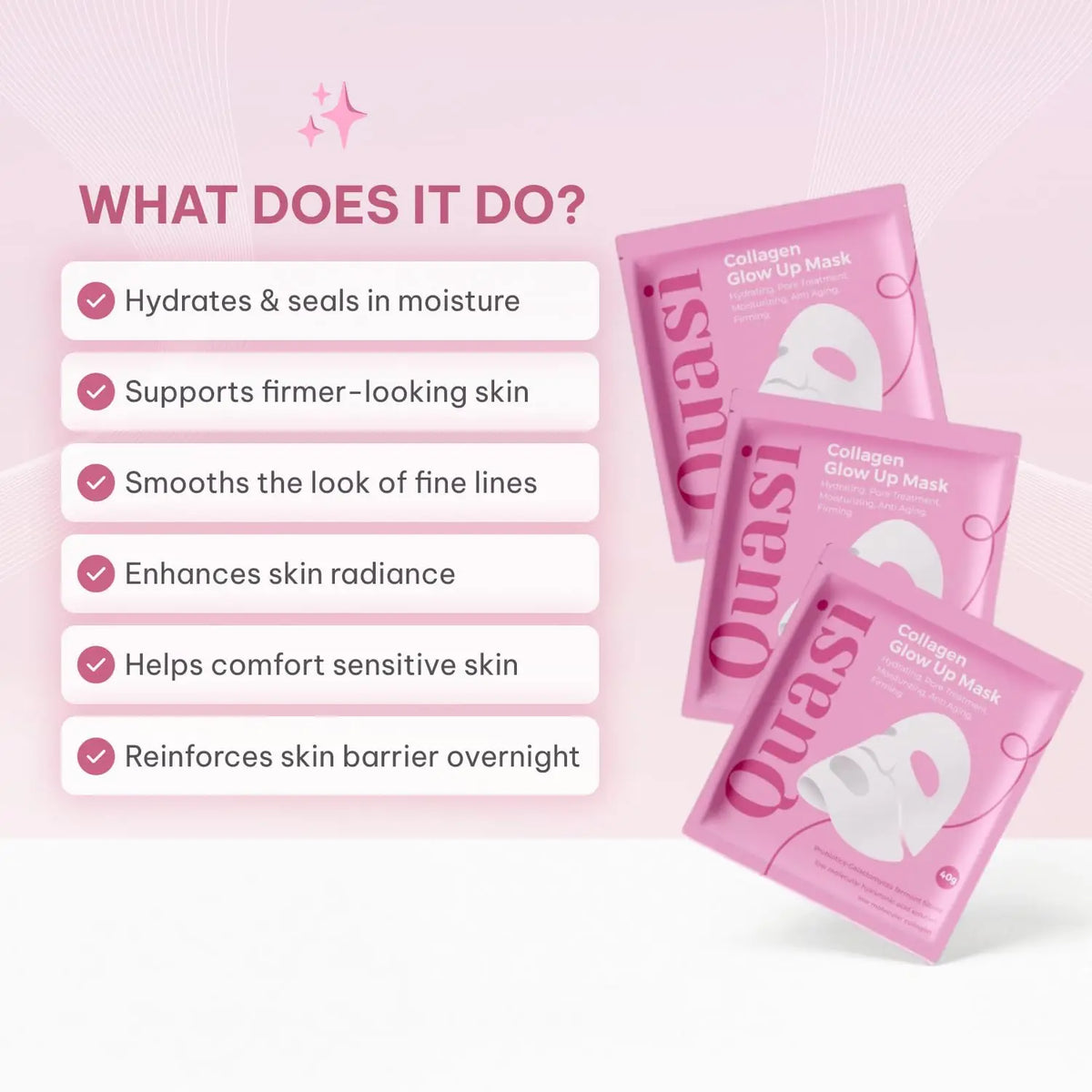 Mascarilla Facial de Colágeno Nocturna – Mascarilla Coreana Hidratante – Niacinamida y Colágeno de Bajo Peso Molecular – Reafirmante y Suavizante para la Piel
