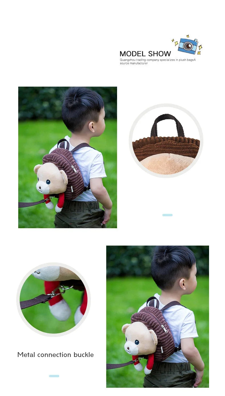 Nueva mochila de hombro perdida con dibujos animados para bebés y niños, bolsas pequeñas de felpa con cuerda de tracción, mochila escolar antipérdida para niños pequeños