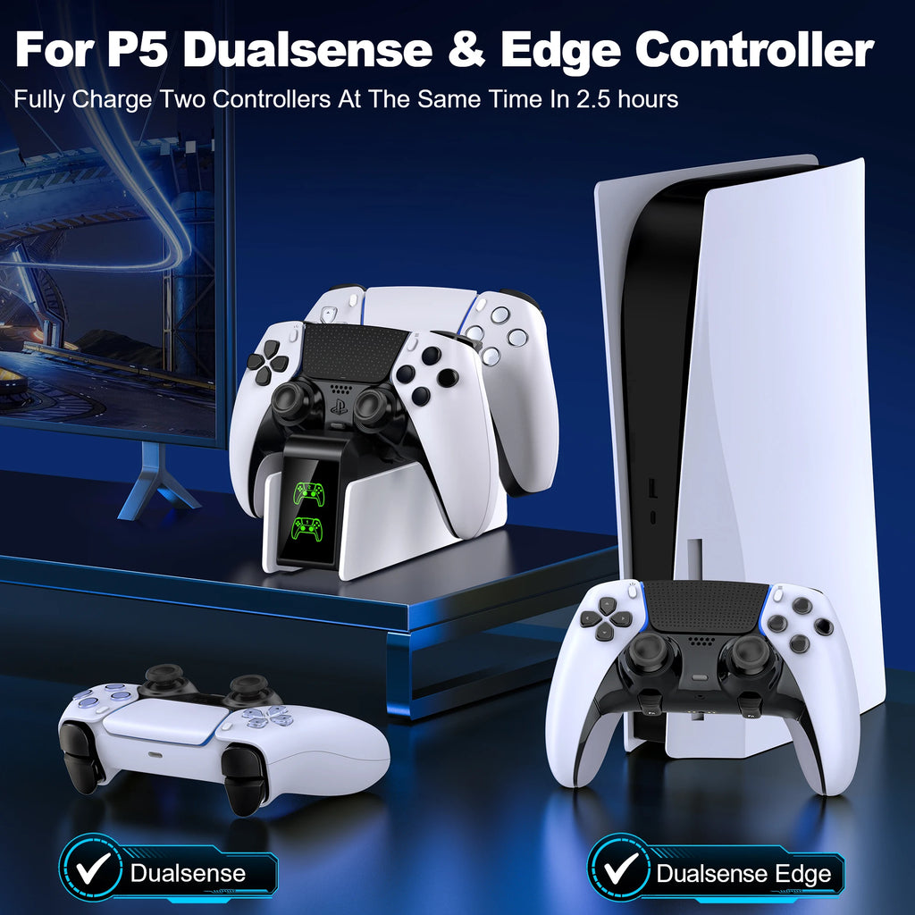 Para cargador de controlador PS5, estación de carga DualSense, soporte de cargador de base de carga Dual para controlador de juego inalámbrico PlayStation5
