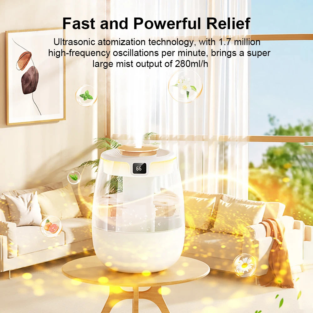 Humidificador de aire profesional de gran capacidad, doble puerto de pulverización, máquina de niebla para el hogar, habitación, oficina, humidificador de aire de escritorio silencioso