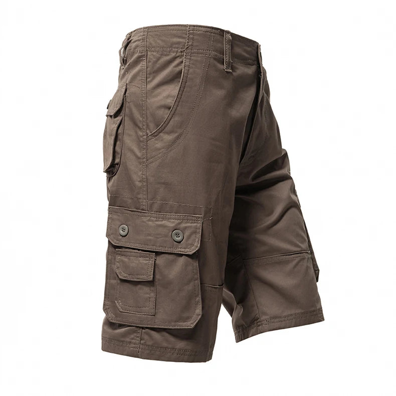 Pantalones cortos Cargo hasta la rodilla para hombre, Bermudas deportivas informales, pantalones cortos de algodón de talla grande, pantalones cortos rectos de Golf para correr y gimnasio