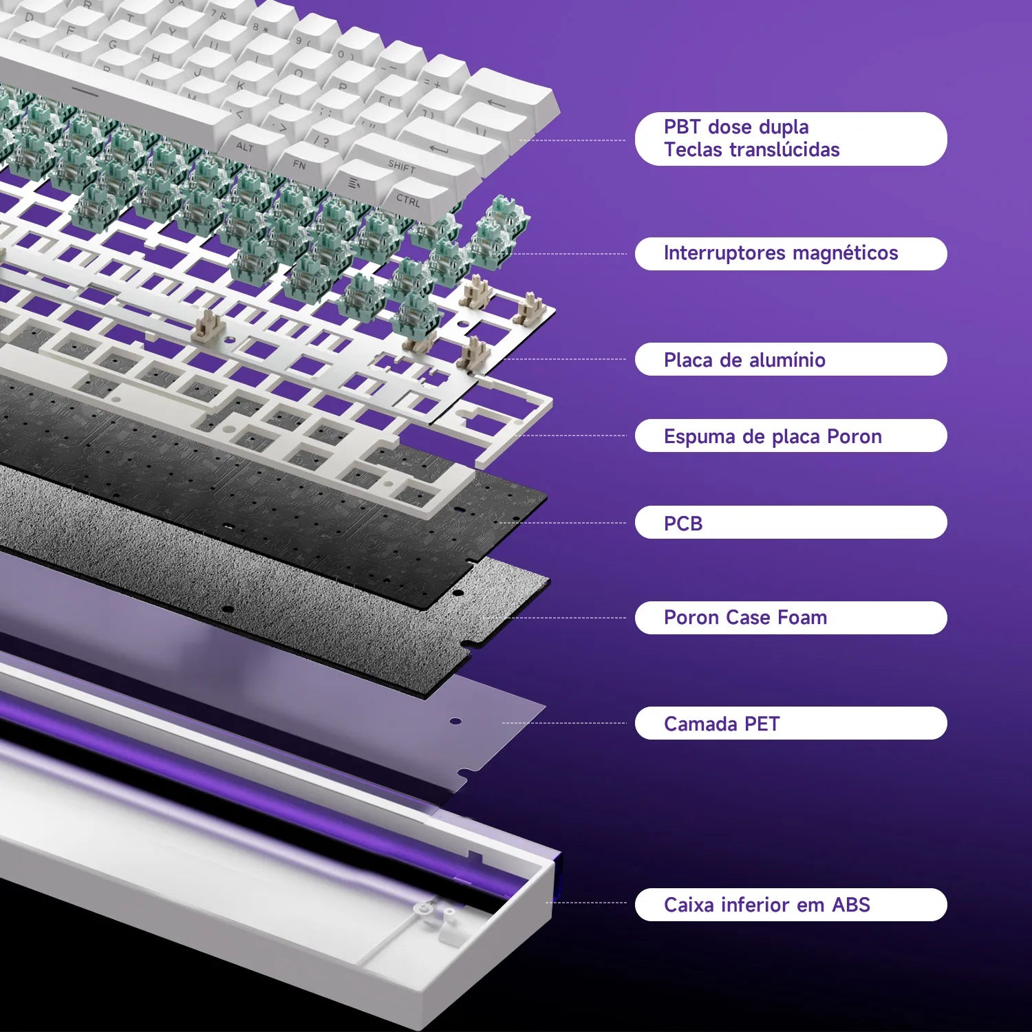 Teclado Veekos Shine60 60% AGRB con Lightbox rt0.01 mm interruptor magnético 8K tipo C con cable e-sports Gaming Teclado mecánico