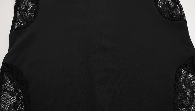 Ahagaga Eelgant correas Vestidos de mujer Patchwork encaje vaina camisola sólida sin mangas fiesta tendencia moda Mujer Vestidos batas