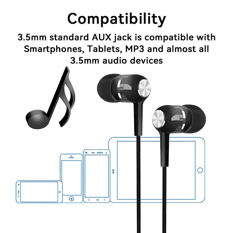 Auriculares intrauditivos con cable de 3,5mm, auriculares HIFI de graves pesados, Monitor deportivo, auriculares estéreo para música y videojuegos con micrófono