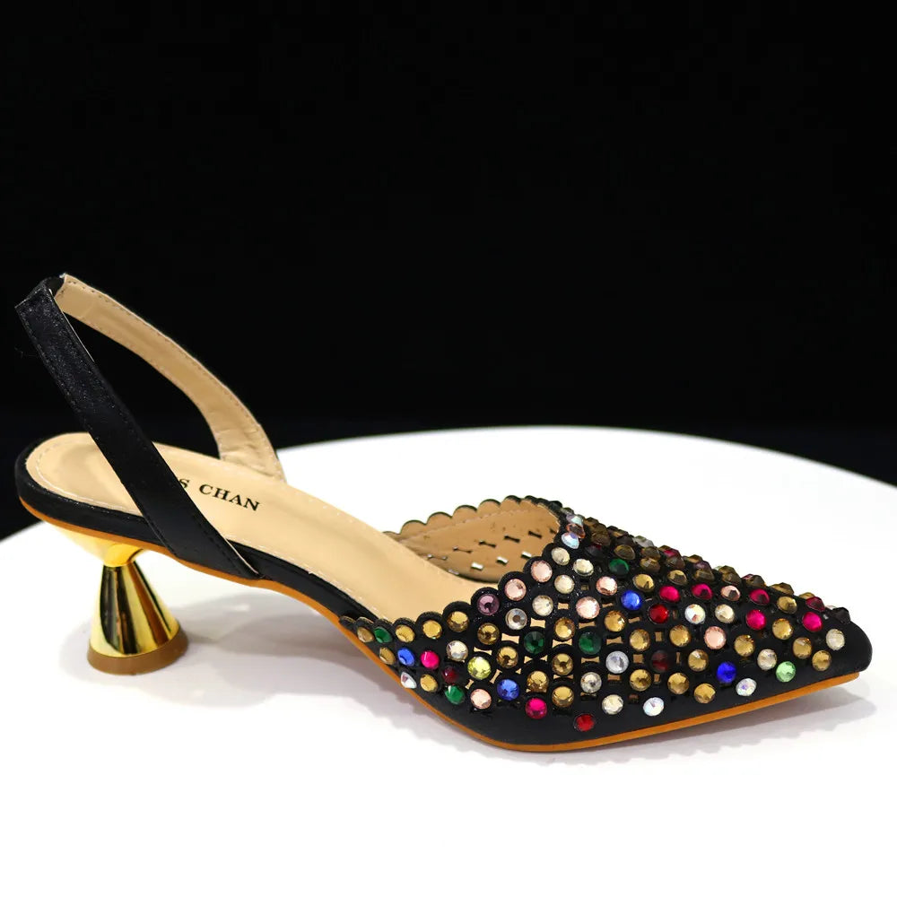 Sandalias con fondo de Muffin decoradas con cuentas para mujer, zapatos y bolso cómodos y versátiles, elegantes, a la moda, verano, 2023