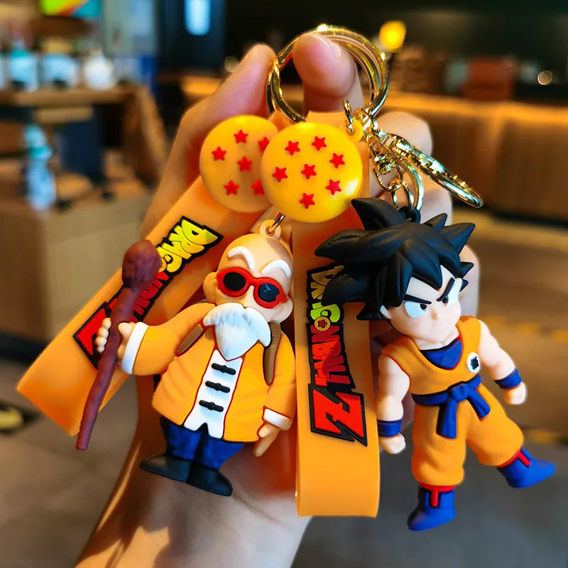 LLavero de Dragon Ball de Anime, joyería de moda, figuras de acción de Son Goku Vegeta Piccolo, llavero de PVC de 8CM para hombres y mujeres, colgante de bolso