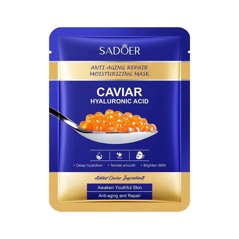 5 uds SADOER Caviar ácido hialurónico mascarillas faciales hidratantes brillo reafirmante mascarilla Facial hidratante productos para el cuidado de la piel Facial