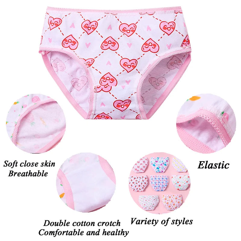 Conjuntos de bragas de algodón para niñas y niños, calzoncillos cortos, ropa interior para niños, pantalones cortos de dibujos animados, calzoncillos, bragas de encaje, 3/6/12 Uds.