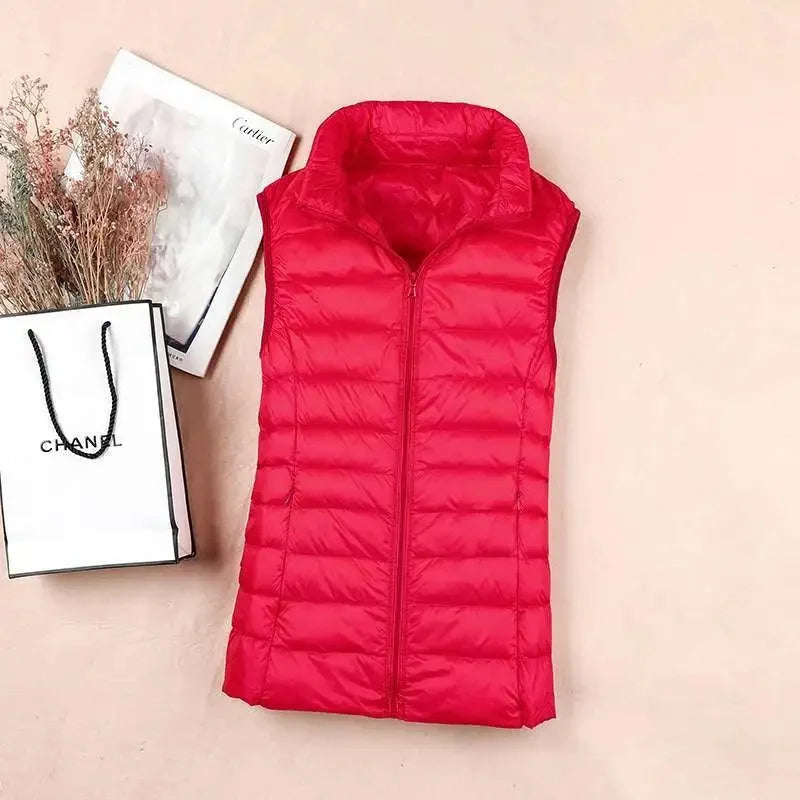 Chalecos ultraligeros para mujer, chaqueta ajustada sin mangas, chaleco ligero a prueba de viento portátil para chica, camisetas sin mangas para mujer, novedad de 2024