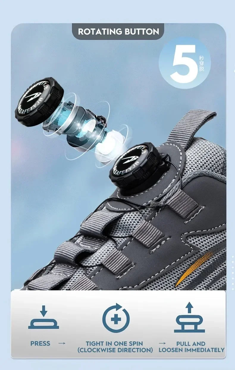 Nuevos zapatos de seguridad para el trabajo, talla 36-48 para mujeres y hombres, zapatillas de deporte con punta de acero para hombres, botas antideslizantes ligeras y transpirables impermeables, trabajo para hombres