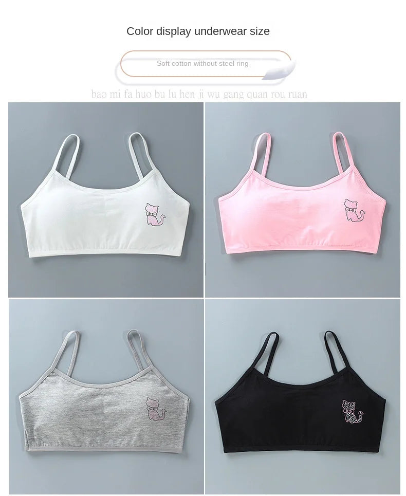 5 unids/lote Teeange niñas pequeñas sujetadores de entrenamiento Purbery School Girl Sujetador deportivo niños almohadilla para el pecho desmontable ropa interior niños Tops de tubo
