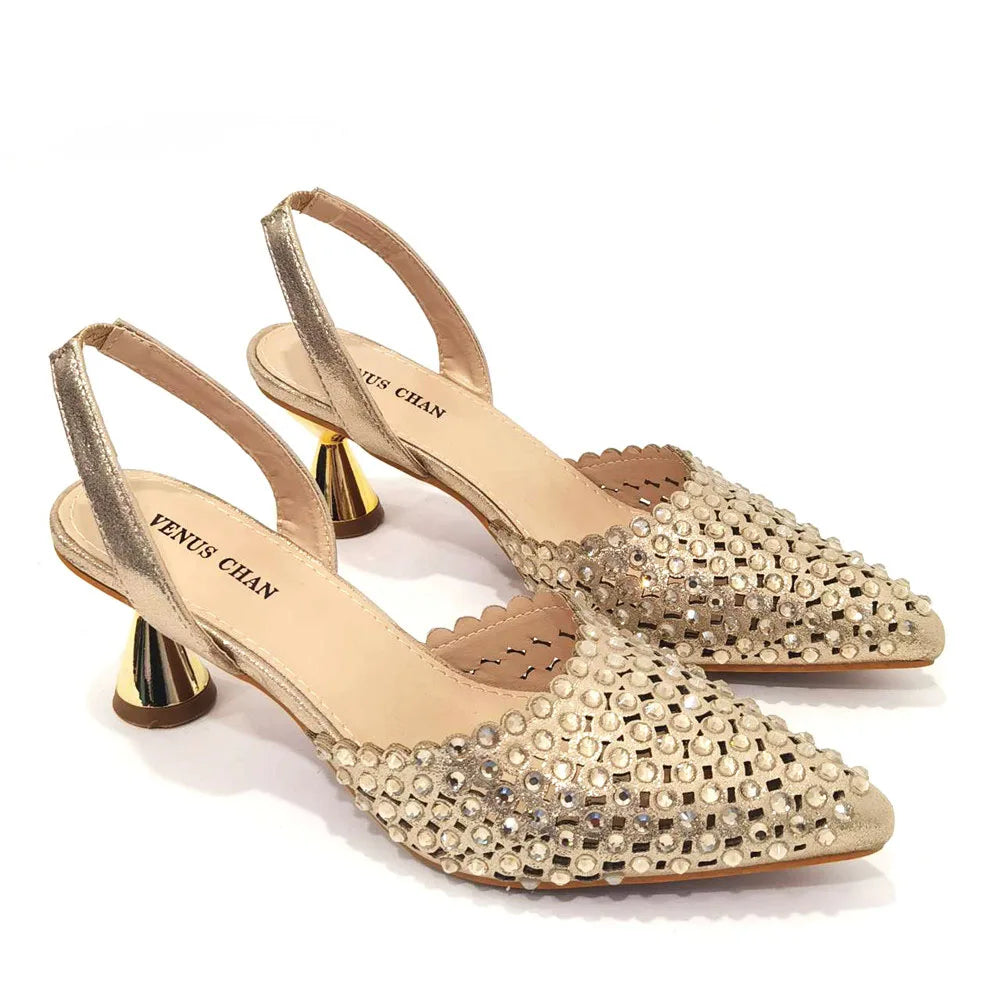 Sandalias con fondo de Muffin decoradas con cuentas para mujer, zapatos y bolso cómodos y versátiles, elegantes, a la moda, verano, 2023