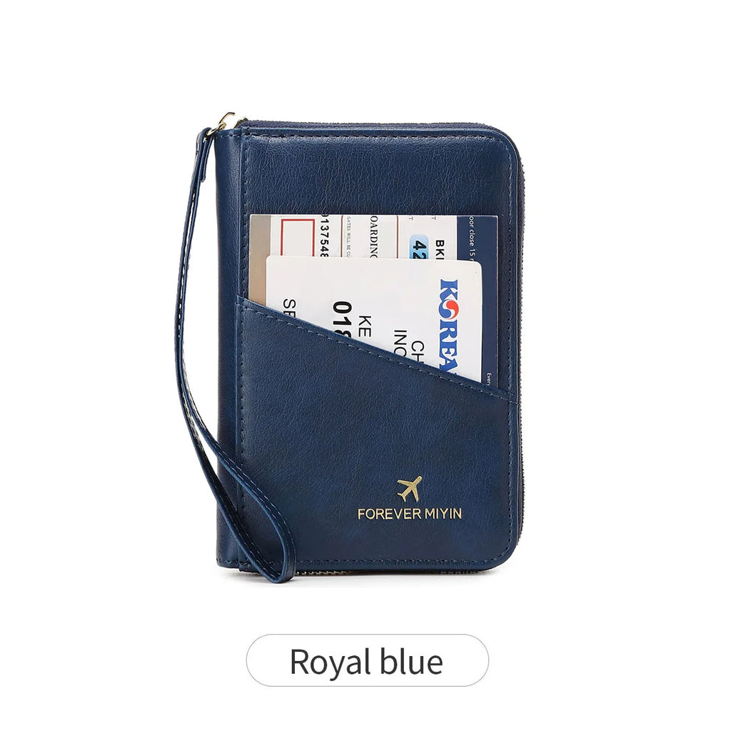 Nueva bolsa de pasaporte retro para hombres y mujeres, funda de pasaporte de moda RFID, accesorios de viaje con clip para pasaporte de cuero multifuncional