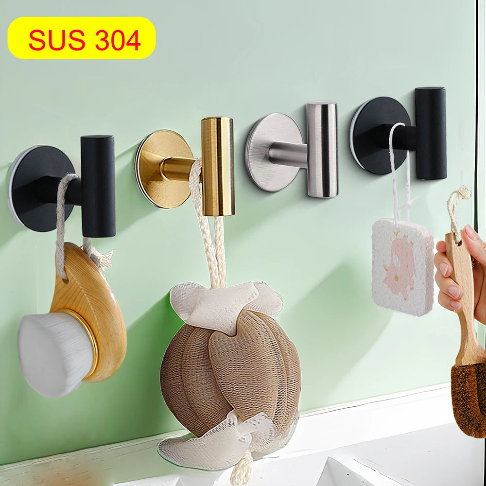 Adhesivo de Ganchillo para Mural de Acero Inoxidable, Adhesivo para Vestidos, Perchas, Accesorios de Almacenamiento de Cocina, 1/2 Piezas