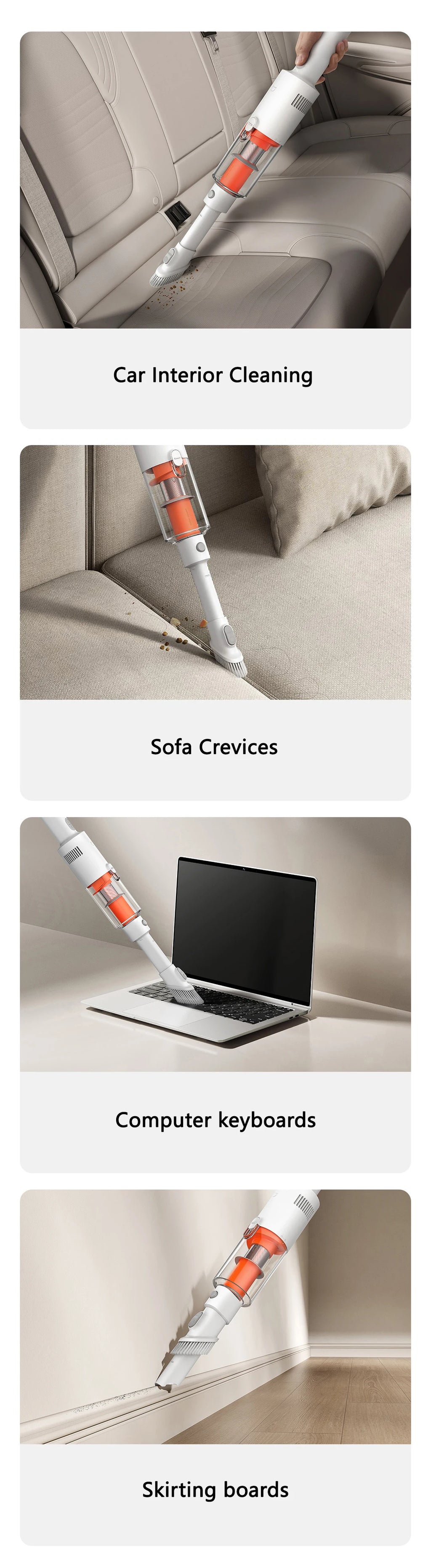 Aspiradora Ligera MIJIA, 22,000 Pa de Succión, 2 Modos de Limpieza, Accesorios Lavables, Tipo-C, 40 Minutos de Autonomía, Versión China