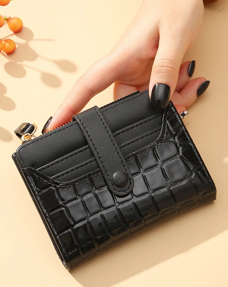Cartera corta para mujer, monedero pequeño de cuero de marca de lujo a la moda, tarjetero para mujer, bolso de mano para mujer, billetera con Clip para dinero 2023