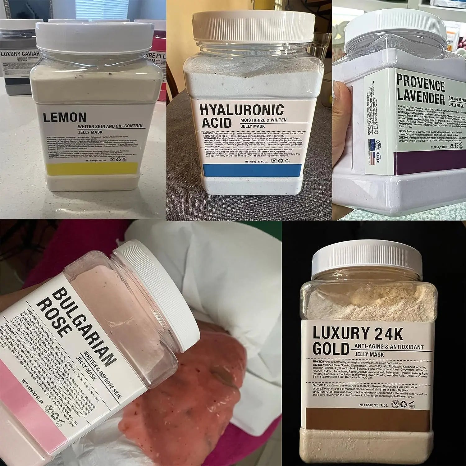 6 uds máscara de gelatina en polvo al por mayor 650G máscaras profesionales uso en salón de belleza productos para el cuidado de la piel Facial