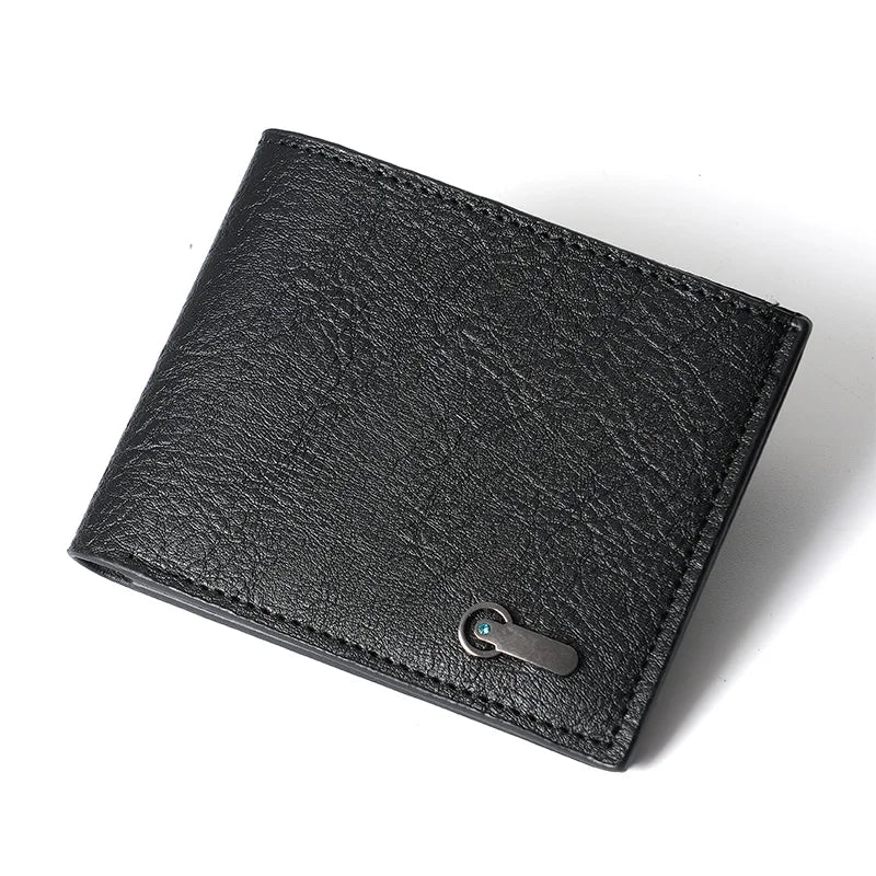 Cartera corta multitarjeta para hombre, billetera informal de moda, delgada, doble pliegue, horizontal, suave, nueva