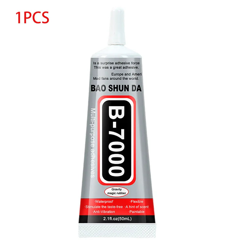 B7000 Pegamento 15/25/50/110 ml Adhesivo reparador de resina epoxi  Pantalla táctil de teléfono móvil Joyería Artesanía Herramienta de pegamento líquido para bricolaje con salida de aguja fina, transparente, ecológico