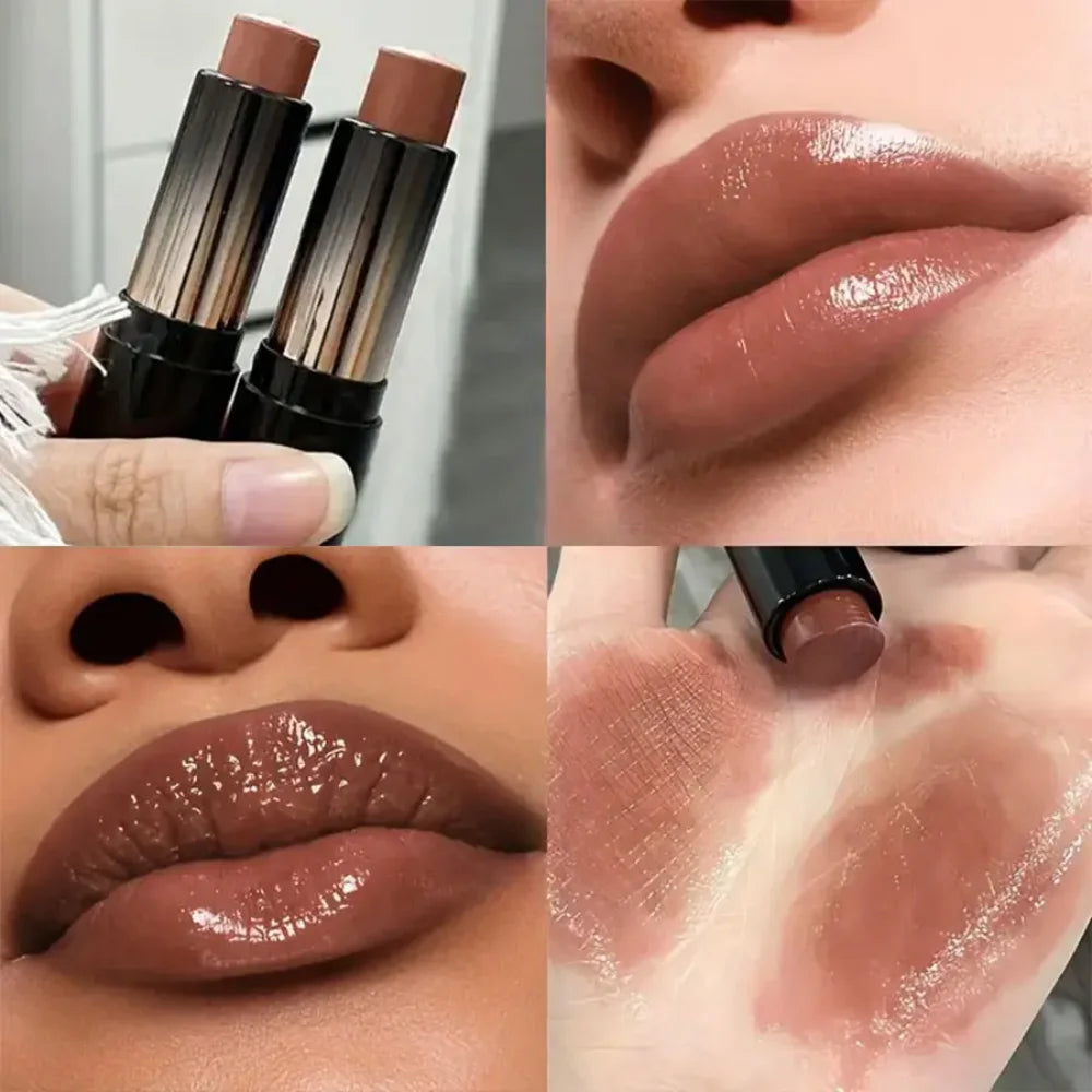 Lápiz labial de espejo brillante: sombra roja y marrón, hidratante, resistente al agua, duradero, unisex, perfecto para maquillaje de vacaciones y fiestas