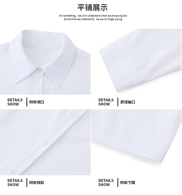 Blusa Elegante de Gasa con Botones para Mujer, Camisa Informal de Manga Larga con Cuello Camisero para Primavera y Verano, Blusa Tipo Túnica para Oficina
