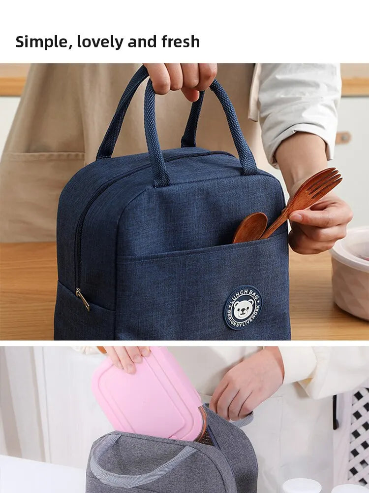 Bolsa de almuerzo aislada para mujeres y niños, bolsa térmica portátil, bolsa de hielo, contenedor de comida de lona, bolsas de Picnic de alimentos