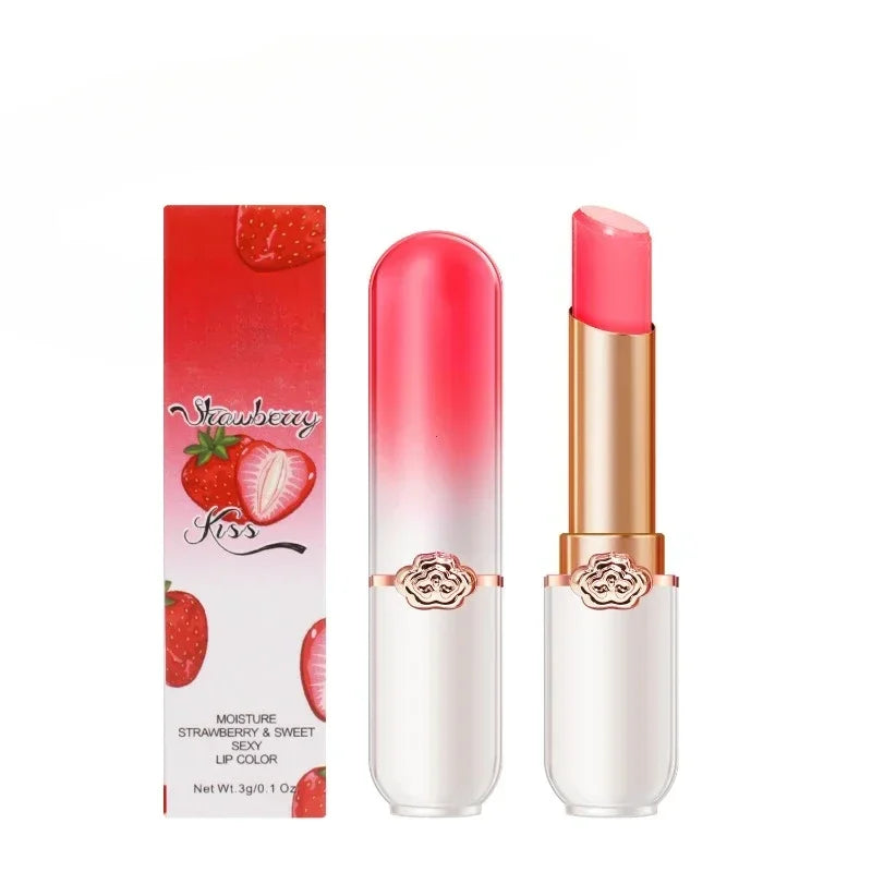 Bálsamo labial de Color melocotón, lápiz labial con cambio de temperatura de cristal, brillo de labios hidratante de larga duración, maquillaje, cuidado de labios, cosmético de reparación