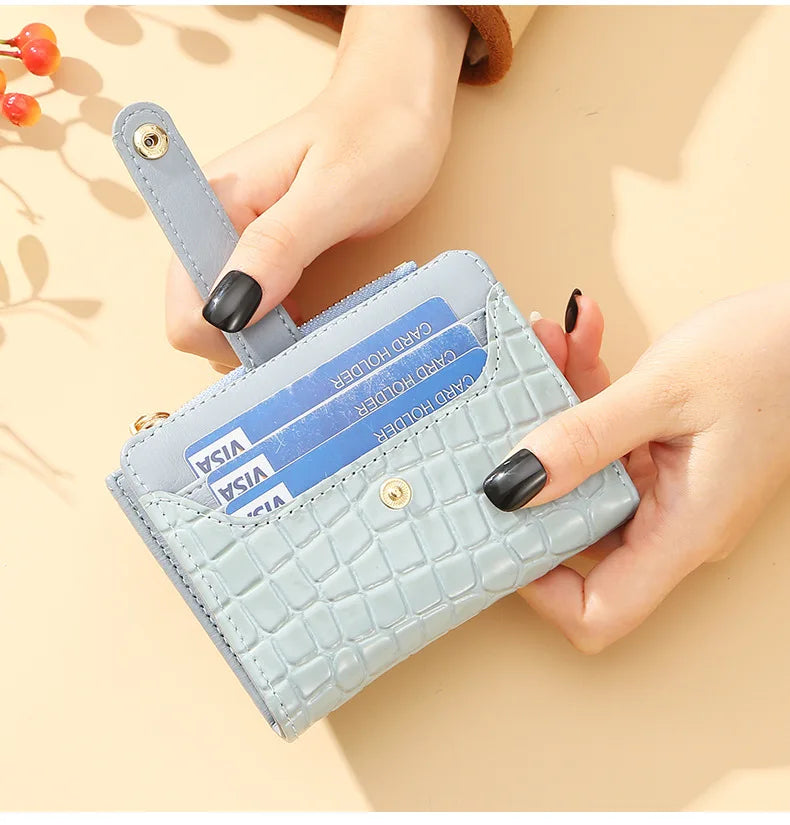 Cartera corta para mujer, monedero pequeño de cuero de marca de lujo a la moda, tarjetero para mujer, bolso de mano para mujer, billetera con Clip para dinero 2023