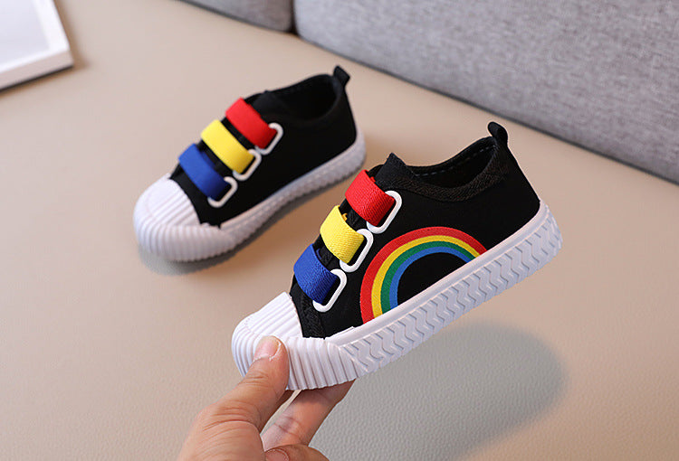 Zapatillas de deporte para niños, zapatos con gancho a la moda para niñas, zapatos de lona informales antideslizantes para estudiantes, zapatos planos de diseñador para primavera y otoño
