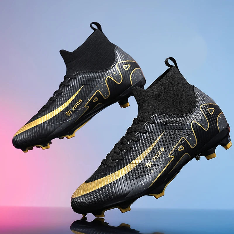 Zapatos de fútbol rosas a la moda para hombre, botas de fútbol ligeras profesionales con calcetín, zapatillas de fútbol originales antideslizantes para exteriores